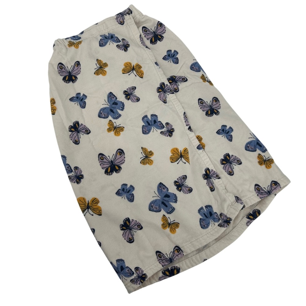 Room Essentials Butterfly Print Cotton Spa Wrap Towel White Blue Yellow
